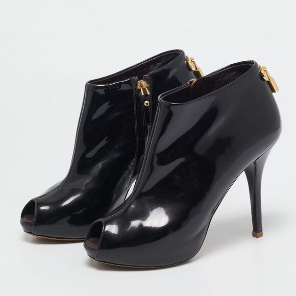 Louis Vuitton Oh Really! Size 36 Burgundy Patent Leather Ankle Length Boots - Picture 2 of 7
